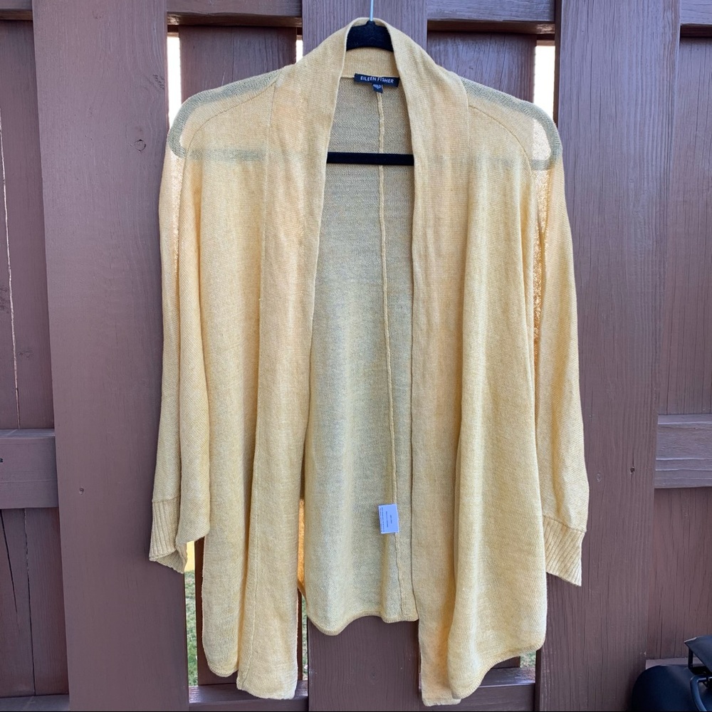 EILEEN FISHER yellow linen cocoon cardigan